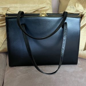 Vintage Black Leather Handbag
